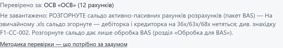 Смуга «Перевірено за: …» під знахідками — зразок ТОВ «Альфа» (дані вигадані)